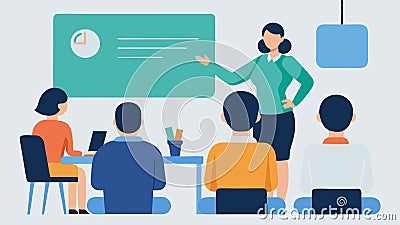 Training Session A consultant leading a training session using a projector to showcase case studies of ethical AI Vector Illustration