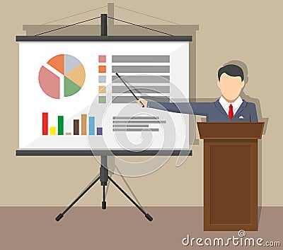 Training staff, meeting, report, business school Vector Illustration