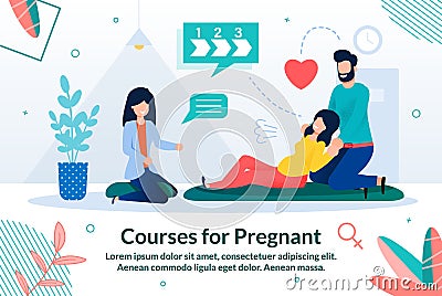 Training for Pregnant Woman and Husband Courses Vector Illustration