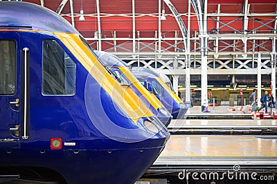 Trains at London Paddington railway station Editorial Stock Photo