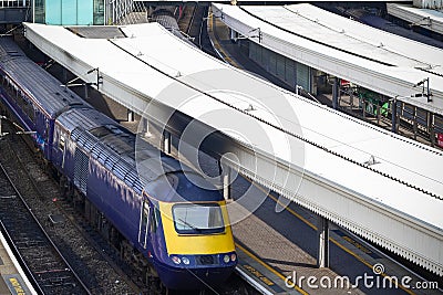 Trains at Paddington railway station in London Editorial Stock Photo