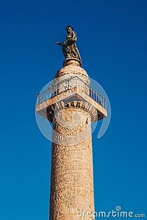 Trajan`s Column Colonna Traiana in Rome, Italy. Commemorates R Stock Photo