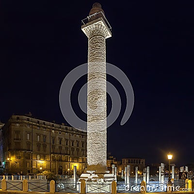 Trajan's column, in the Forum of Trajan in Rome Editorial Stock Photo