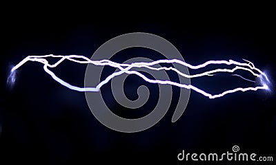 The trajectory of a spark electric discharge Stock Photo