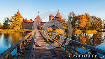 Trakai castle fall season Stock Photo