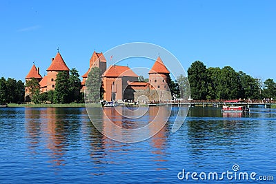 Trakai castle on Lake Galve Stock Photo