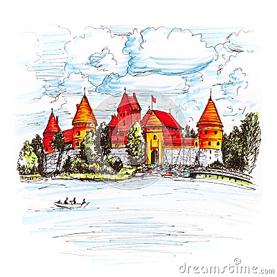 Trakai Island Castle near Vilnius, Lithuania Stock Photo