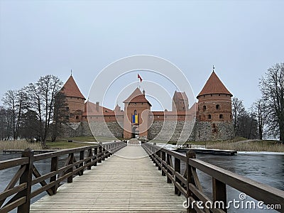 Trakai, Lithuania, March 2023: Trakai Island Castle Editorial Stock Photo