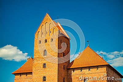 Trakai Medieval gothic Island castle in Galve lake - Lithuania Stock Photo