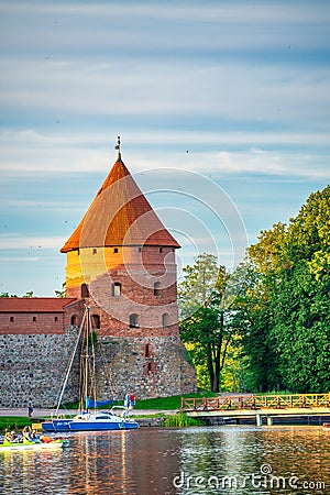 Trakai Medieval gothic Island castle in Galve lake - Lithuania Stock Photo
