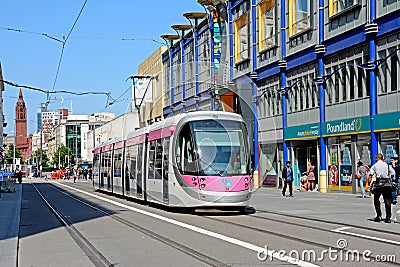 Tram along Corporation Street, Birmingham. Editorial Stock Photo