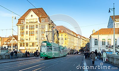 Tram in Basel Switzerland Editorial Stock Photo