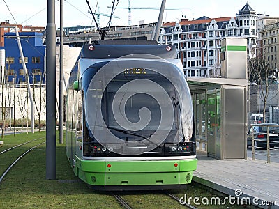 Tram in Bilbao Stock Photo