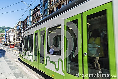 Tram in Bilbao, Spain Editorial Stock Photo