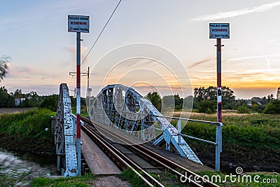 Bridge on the River Ner, Poland Stock Photo