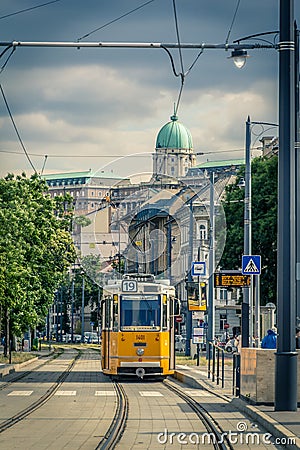 Tram in Budapest, Hungary, Europe Editorial Stock Photo