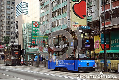 Tram, Central, Hongkong Editorial Stock Photo