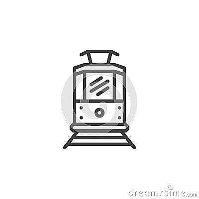 Tram front view line icon Vector Illustration