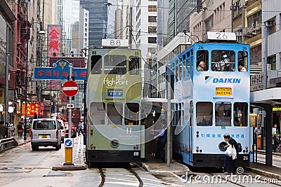 Tram in Hong Kong Island Editorial Stock Photo