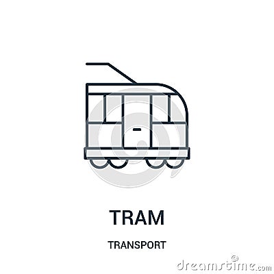 tram icon vector from transport collection. Thin line tram outline icon vector illustration Vector Illustration