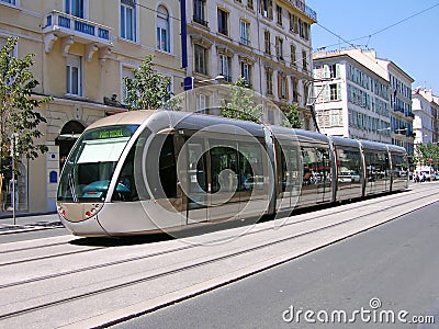 Tram in Nice Stock Photo