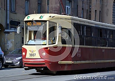 Tram number 40 in St-Petersburg Editorial Stock Photo