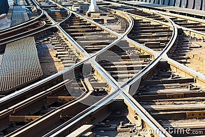 Tram rail road Stock Photo