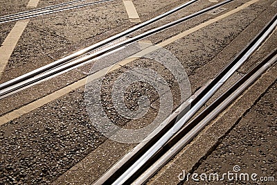 Tram Rail Tracks Stock Photo