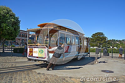Tram rotating system of the cable car in San Fransisco Editorial Stock Photo