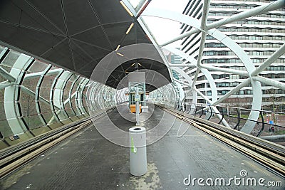 Tram station Beatrixpark in The Hague with the nickname fishnet stockings due to its shape of viaduct Editorial Stock Photo