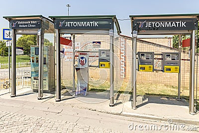 A tram stop in Istanbul. Editorial Stock Photo