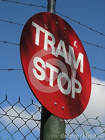 Tram Stop sign Stock Photo