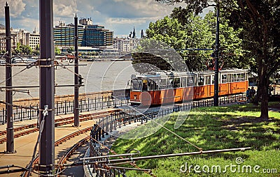 Tram in town Budapest Hungary urban summery Stock Photo