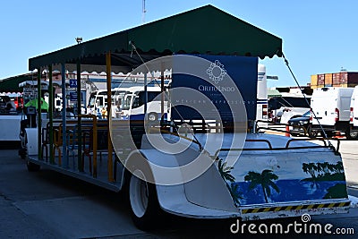 Tram Train taking Cruise Passengers from the Cruise Terminal to Town in Mazatlan, Mexico Editorial Stock Photo