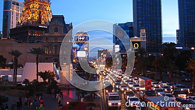 Tramonto della striscia di Las Vegas al rallentatore Tramonto della striscia di Las Vegas al rallentatore