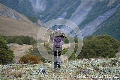 Tramper in the mountains Stock Photo