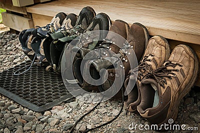 Tramping boots Stock Photo