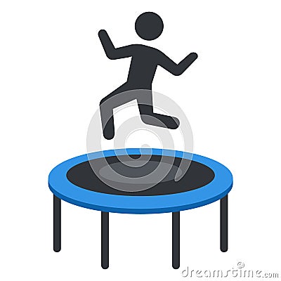 trampoline icon with jumping person. Vector Illustration