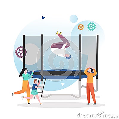 Trampoline vector concept for web banner, website page Vector Illustration