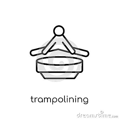 trampolining icon. Trendy modern flat linear vector trampolining Vector Illustration