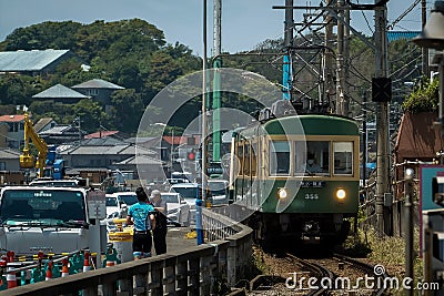 Trams in Kamakura Editorial Stock Photo