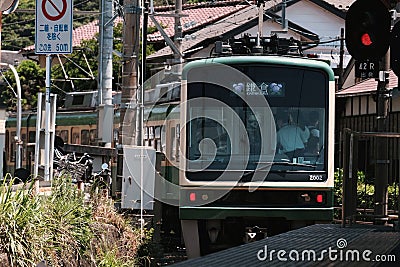 Trams in Kamakura Editorial Stock Photo