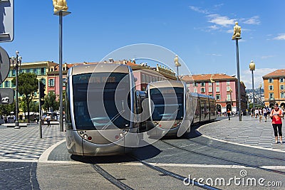 Trams Place Massena Nice Editorial Stock Photo