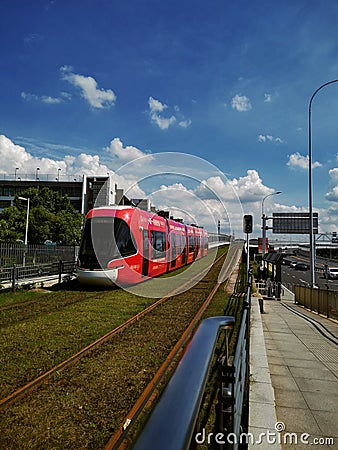 trams running through the Wuhan city Editorial Stock Photo