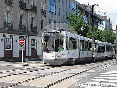 Tramway in Nantes Editorial Stock Photo