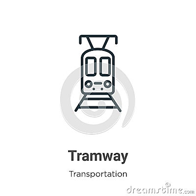 Tramway outline vector icon. Thin line black tramway icon, flat vector simple element illustration from editable transportation Vector Illustration