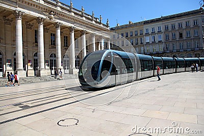 Tramway passing through bordeaux Editorial Stock Photo