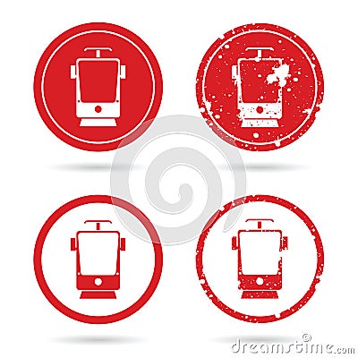 Tramway set in red color illustration Vector Illustration