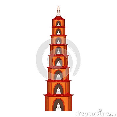 Tran Quoc Pagoda in Hanoi icon, cartoon style Vector Illustration