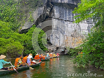 Trang An River Ninh Minh and Bai Dinh Mountain ranges in Vietnam Editorial Stock Photo